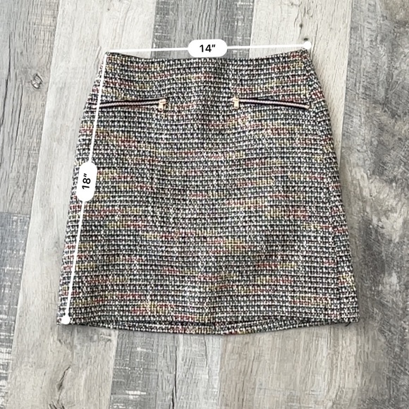 Loft Tweed Like A-line Mini Skirt -- Multicolored Rainbow with Silver Threads - Picture 7 of 7